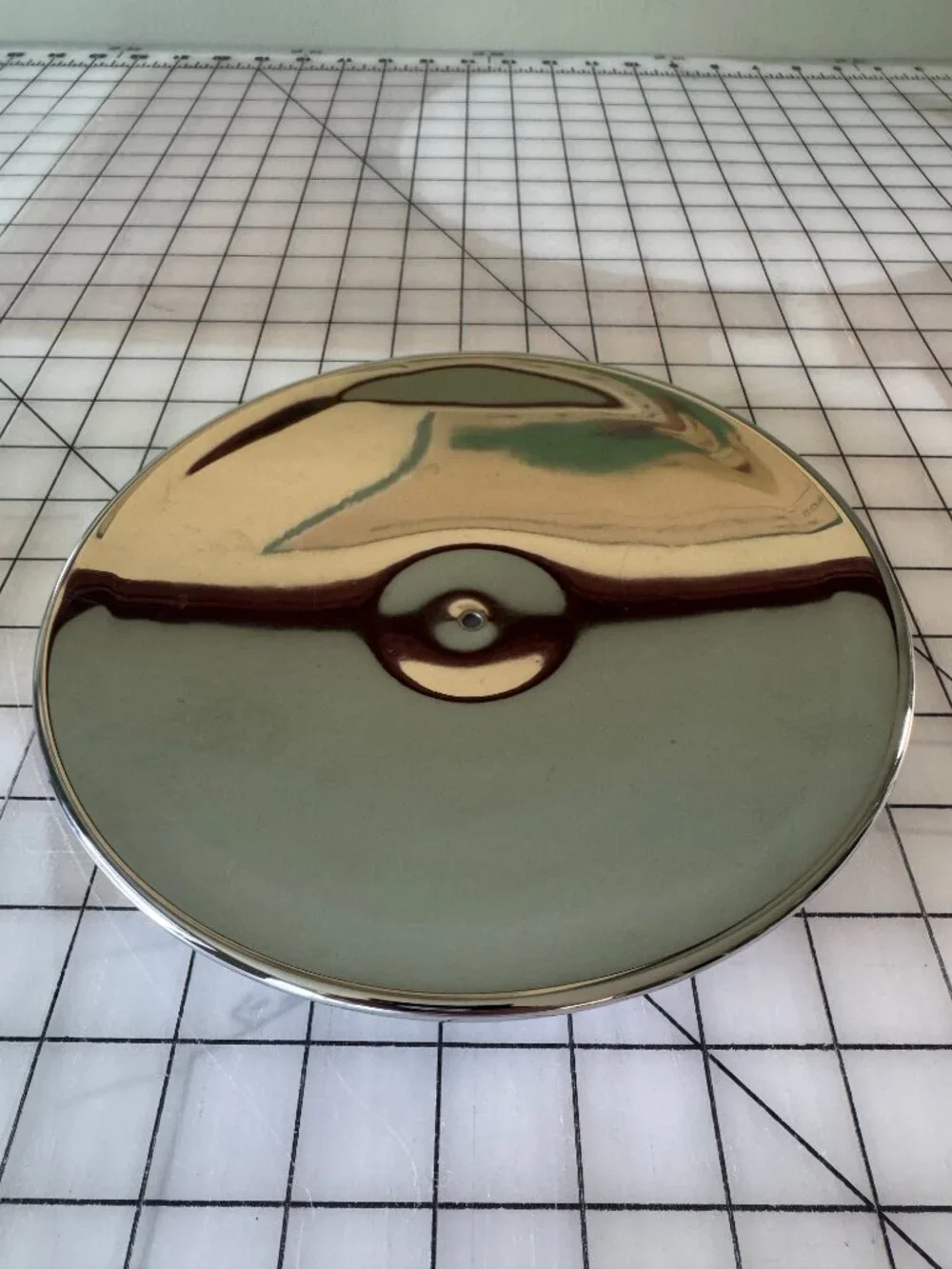 Vintage Kromex 2 Tier Chrome Tidbit Serving Tray MCM Dessert Stand Gold Handle